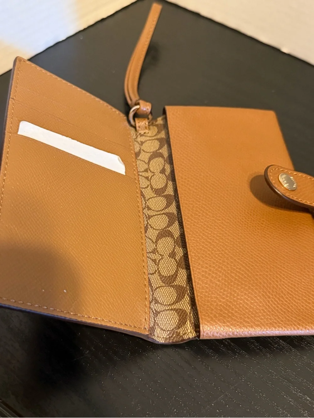 Coach Leather Wristlet Clutch Wallet - Tan